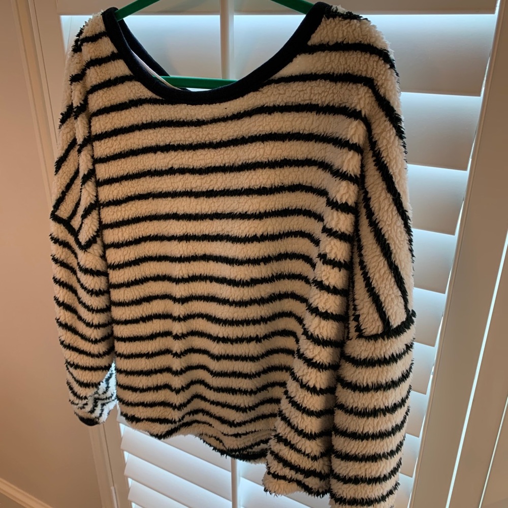 striped furry blouse